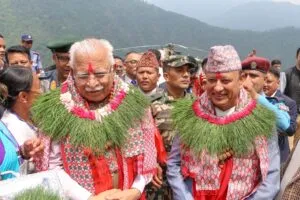 मनोहर लाल खट्टर अरुण-3 जलविद्युत परियोजना का दौरा करने पहुंचे नेपाल