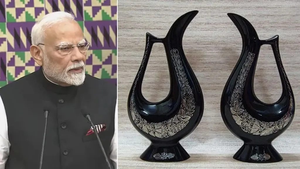 PM Modi gifts Bidri ware vase to Ghana President John Dramani Mahama