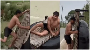 “वाह बेटे मौज कर दी!” शख्स ने देसी जुगाड़ के साथ पानी में लगाई छलांग, वीडियो वायरल