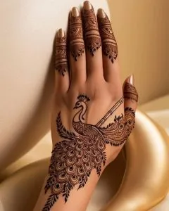 Peacock Feather Back Mehndi Design