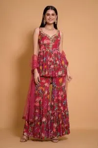 Trendy Floral Sharara Suits