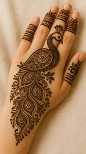 Arabic peacock shape mehndi design