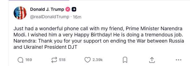 Donald Trump post