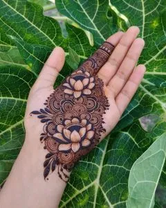 Lotus flower and bushes mehndi design