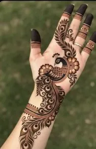 Peacock feather mehndi design