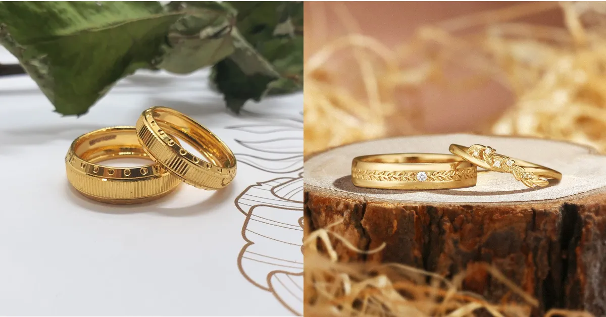 Engagement Couple Rings Gold