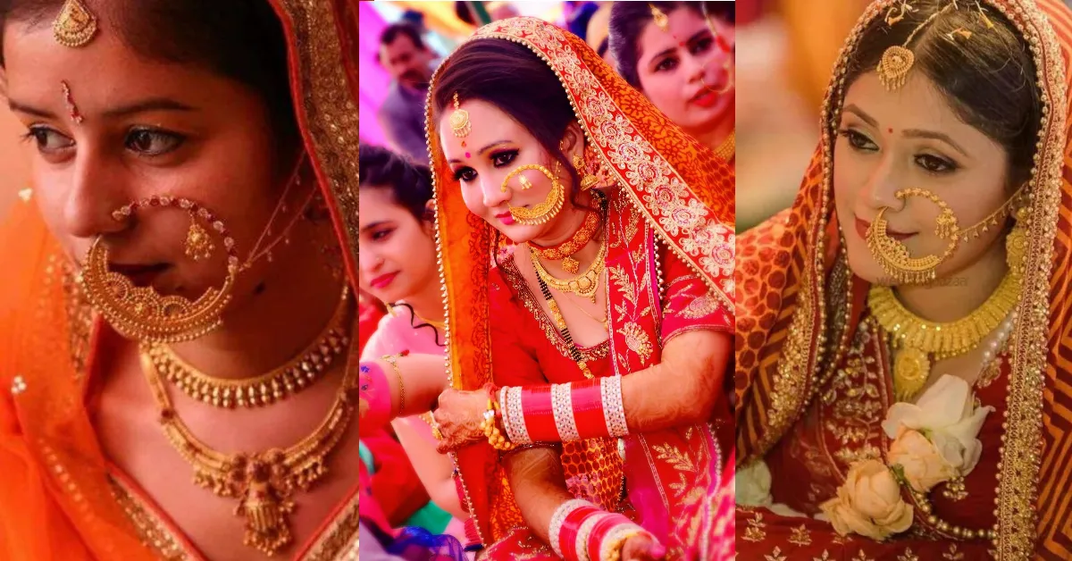 Gold Pahadi Nath Design