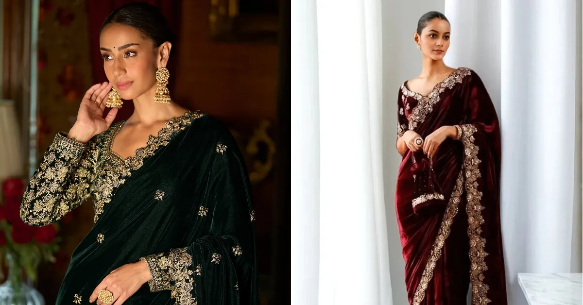 Trendy Velvet Saree Designs( Source: Social Media)