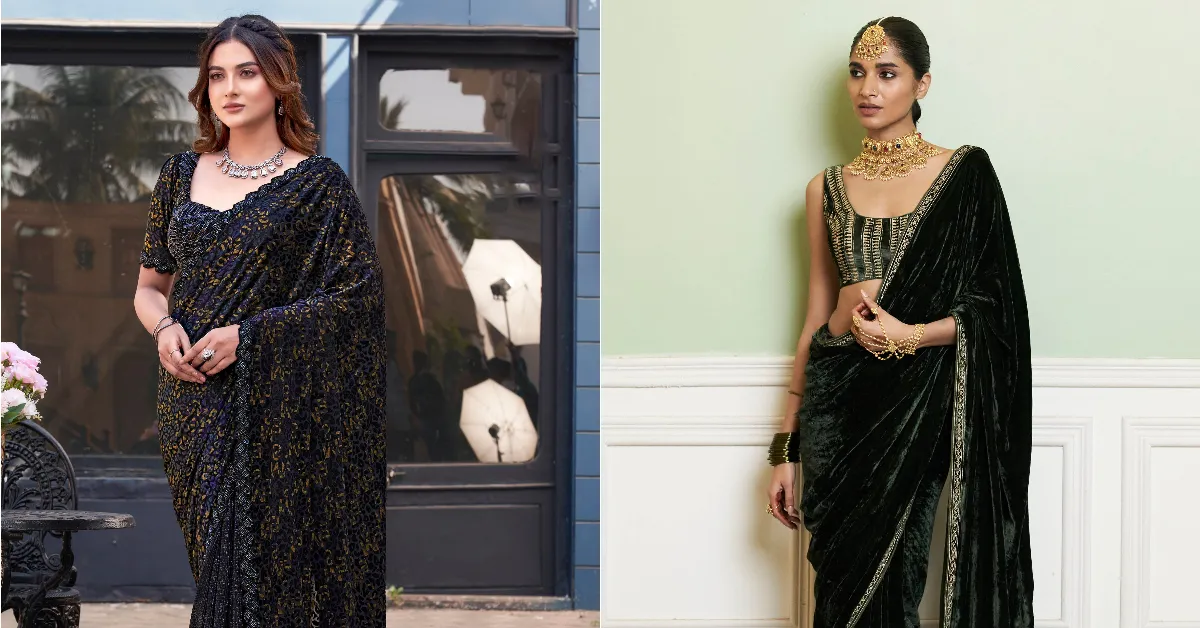 Trendy Velvet Saree Designs( Source: Social Media)