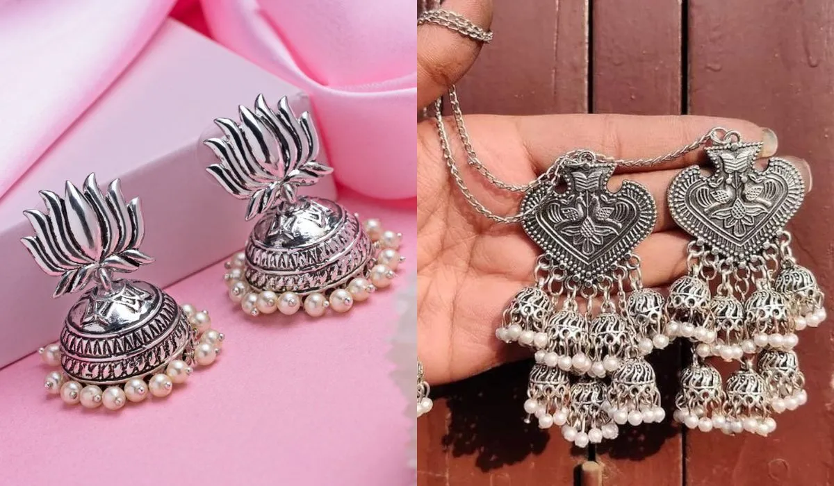 Latest Oxidized Silver Jhumkas