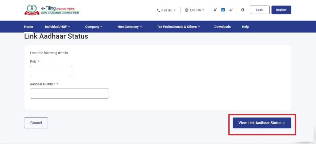 Aadhaar Pan Link Status