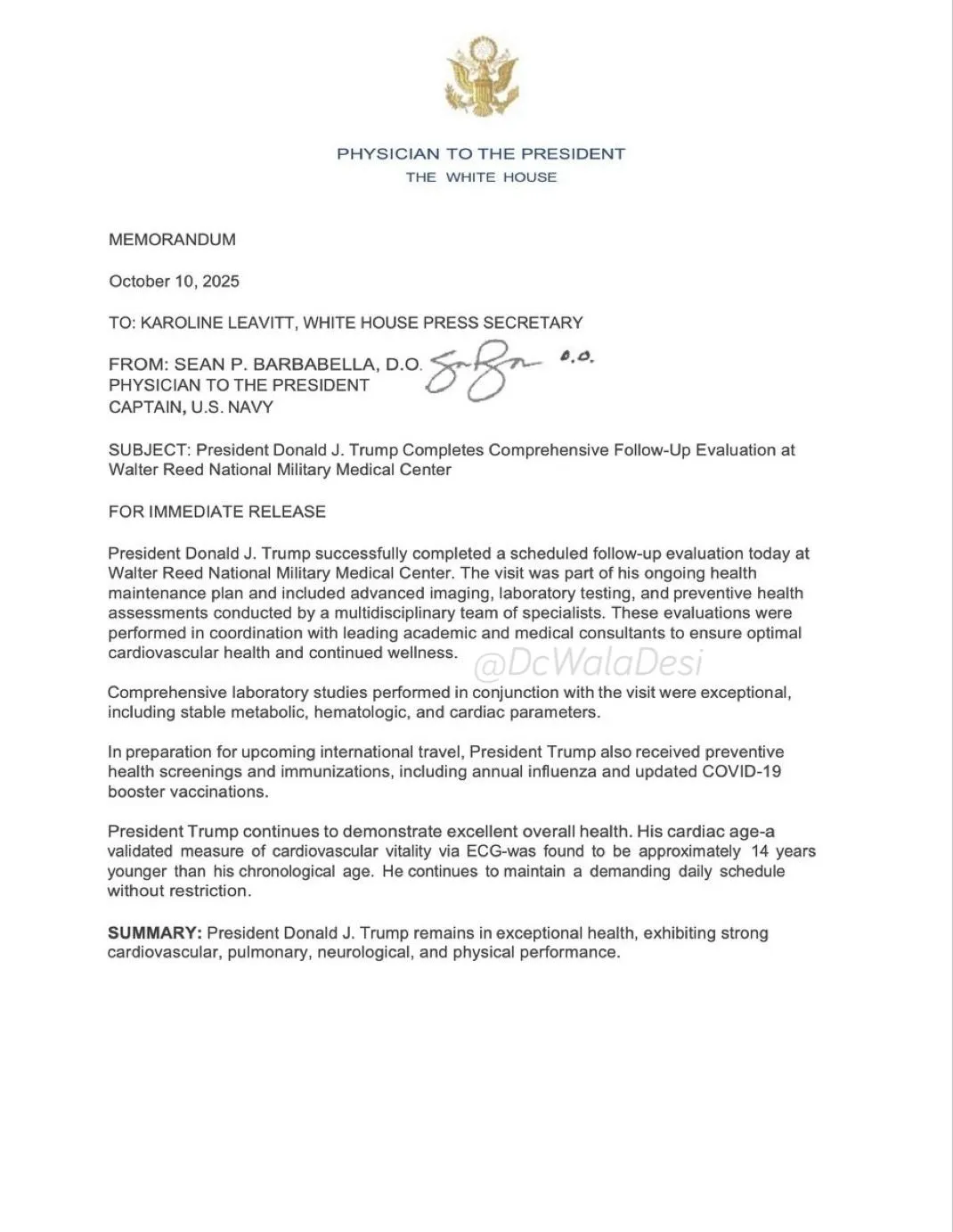 Donald Trump Health Report