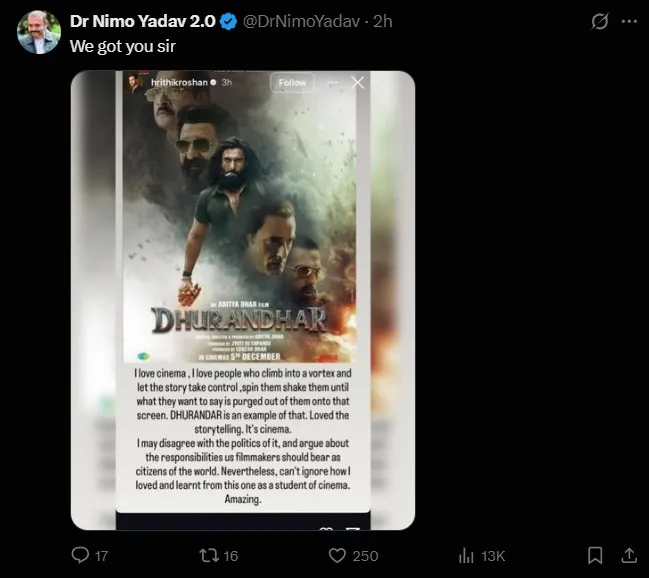 Hrithik Roshan Dhurandhar Movie( Source: Social Media)