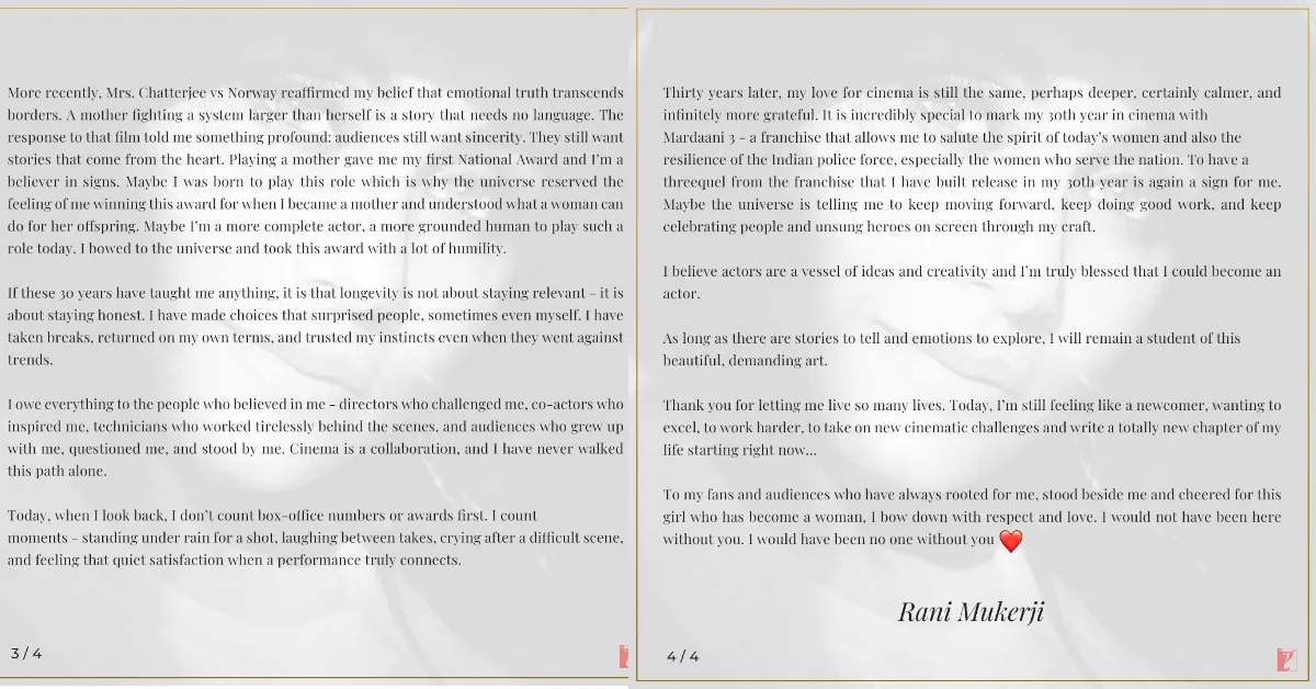 Rani Mukerji Completed 30 Years( Source: Social Media)
