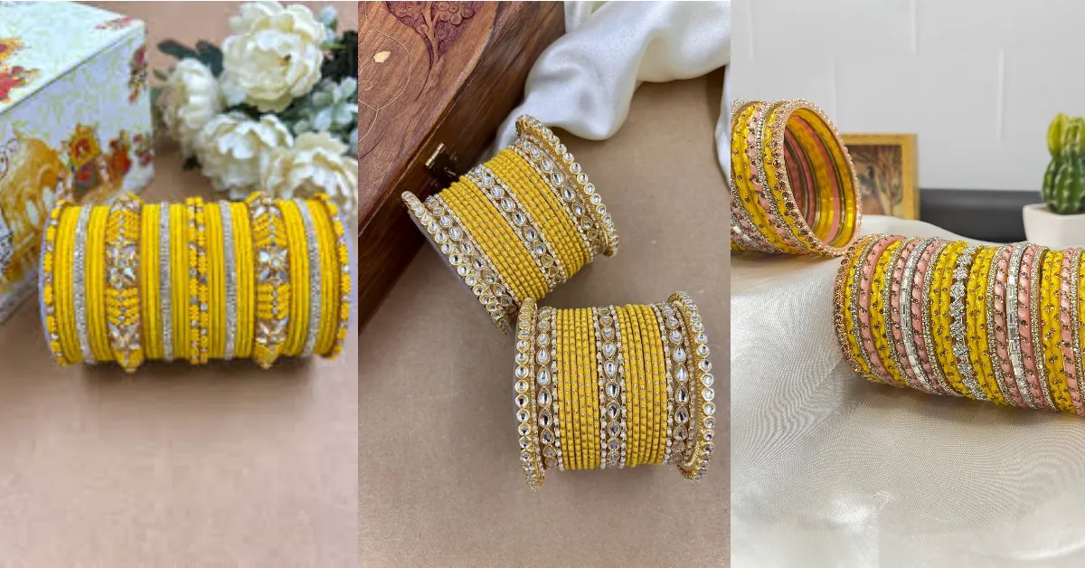 Yellow Bangle Designs For Basant Panchami