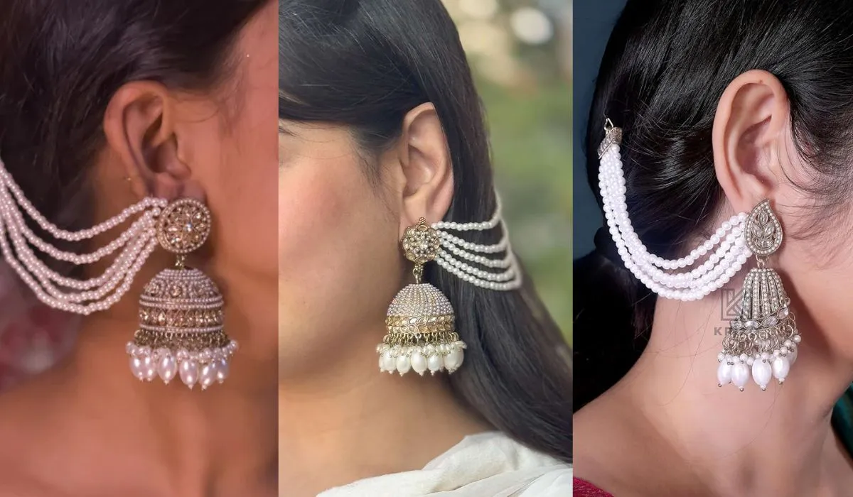 Pearl Work Jhumka with Chain