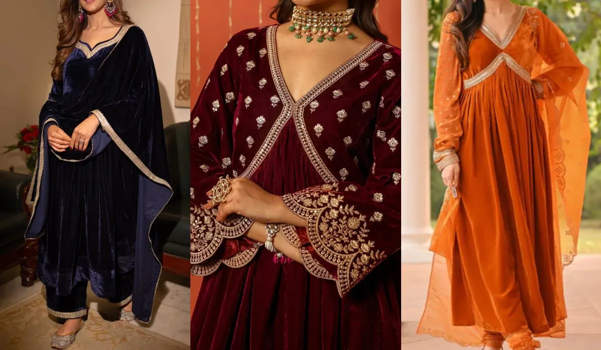 Velvet Punjabi Suit Designs for Lohri