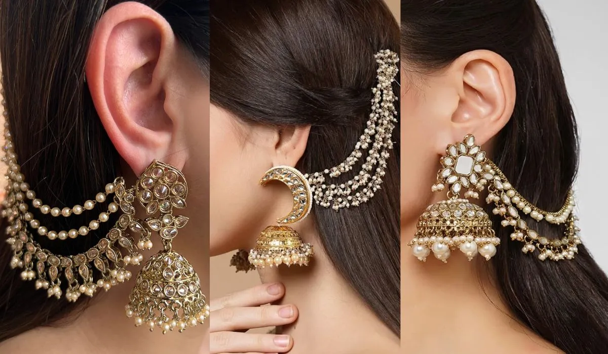 Earrings with Hair Chain