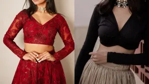 front v neck blouse designs