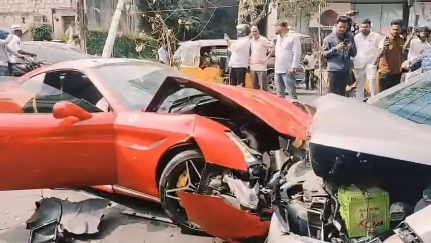 Hyderabad Ferrari Accident ( source : social media)