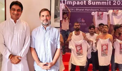 Shirtless AI Summit Protest