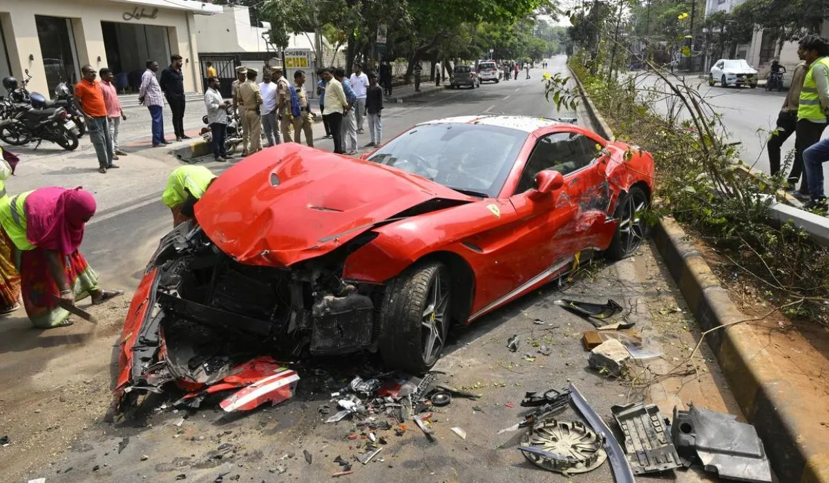 Hyderabad Ferrari Accident ( source : social media)