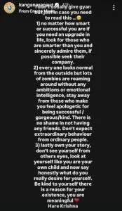 kangana Ranaut Cryptic Post
