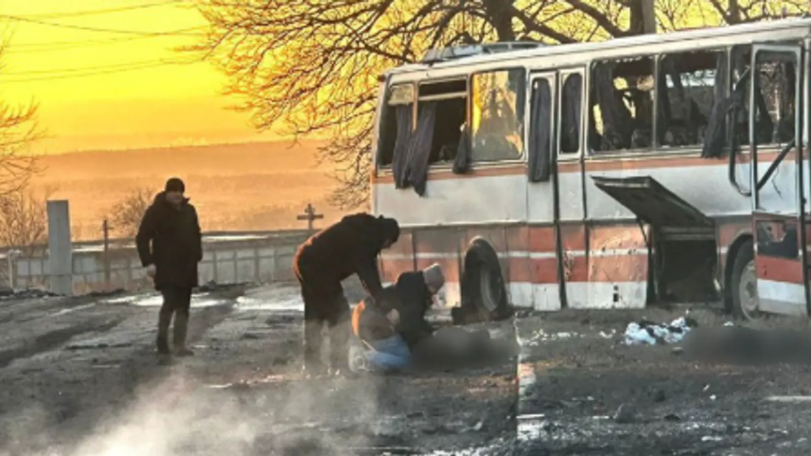 Russia Drone Attack on Bus
