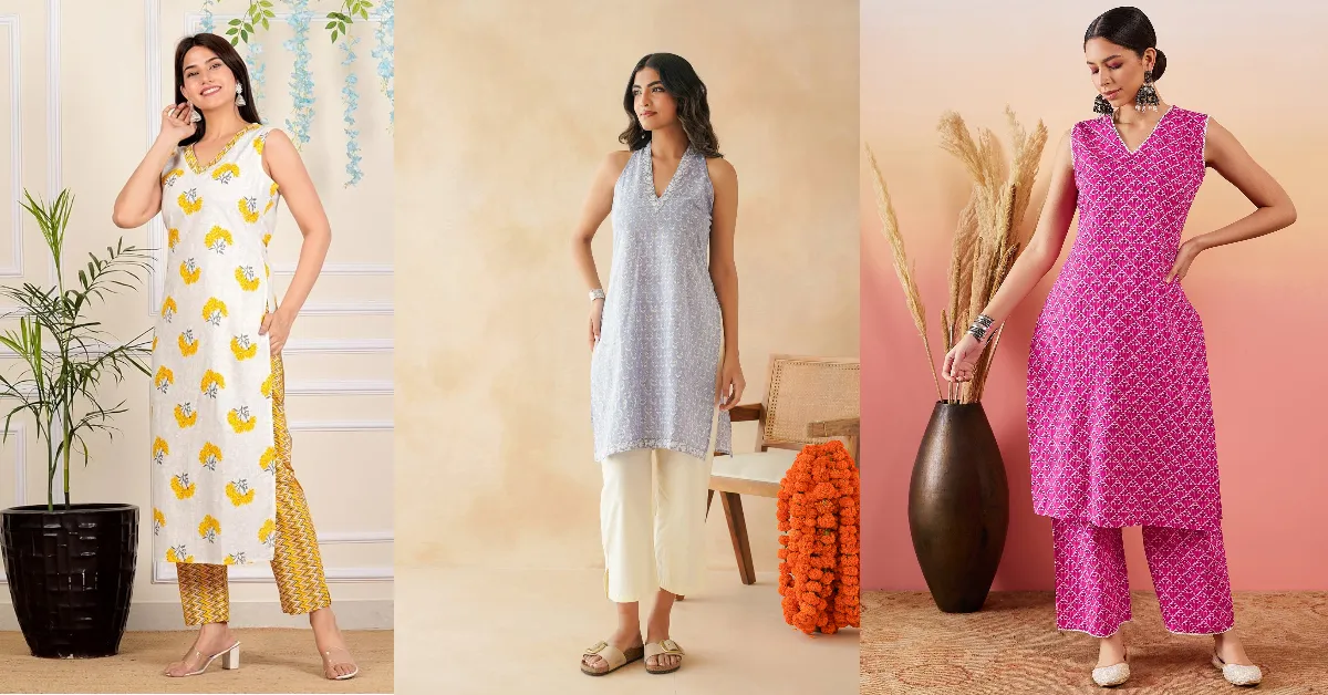 Sleeveless Cotton Kurti Designs( Source: Social Media)