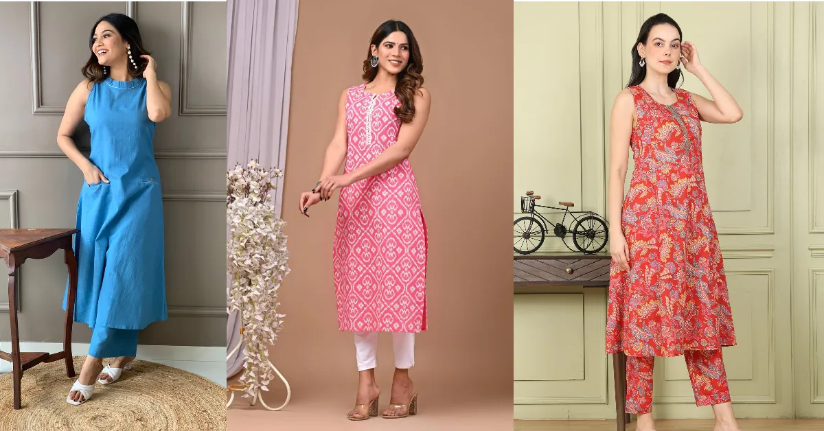 Sleeveless Cotton Kurti Designs( Source: Social Media)