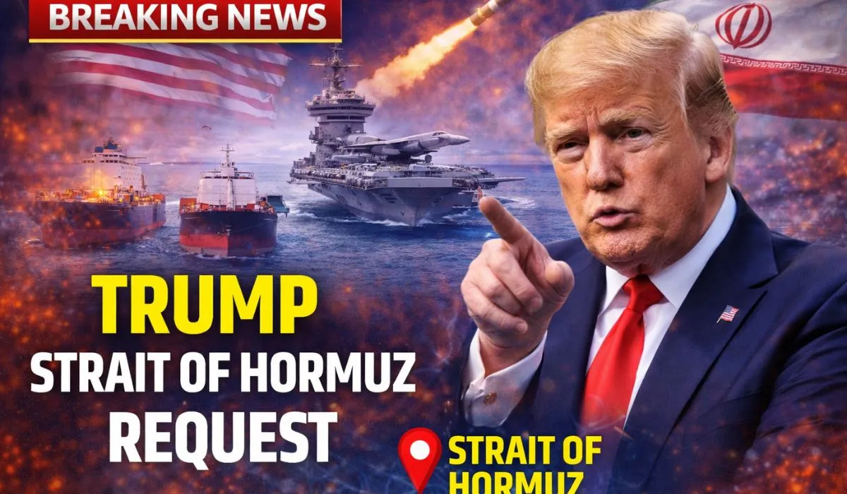 Trump Strait of Hormuz Request ( image AI ganrated)