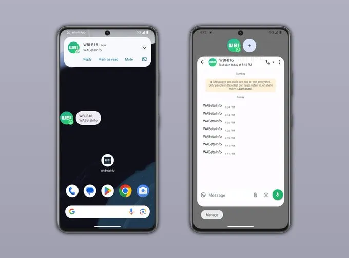 Whatsapp Notification Bubble Feature