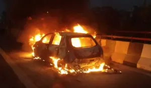 Car catches fire while taking sick mother to hospital