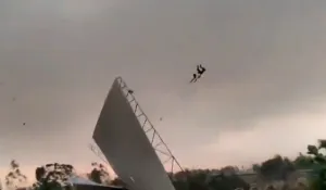Man Flies in Air Due to UP Storm