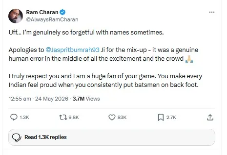 Ram Charan Apologize From Bumrah