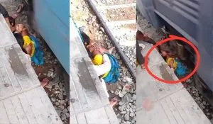 Women Stucked on Railway Tracks (source social media )