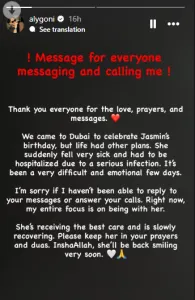Jasmin Bhasin Health Update