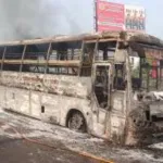 Meerut bus fire on Delhi-Dehradun Highway