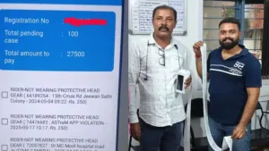 Rider Pays 100 Traffic Challans