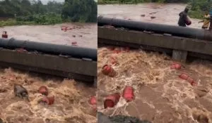 LPG Gas Cylinder in River