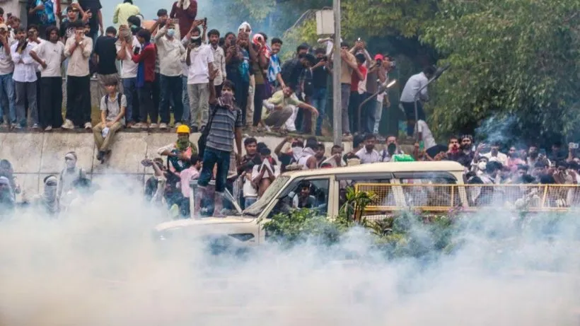 NEET Paper Leak Protest Violence (credit social media )