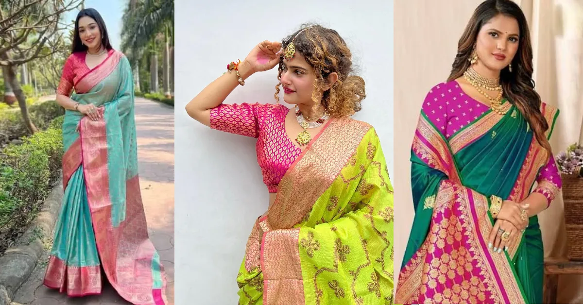 Latest Contrast Blouse Designs( Source: Social Media)