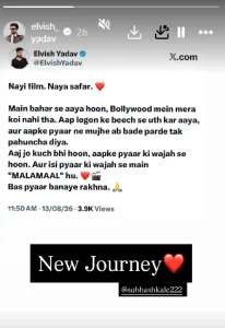 Elvish Yadav Bollywood Debut