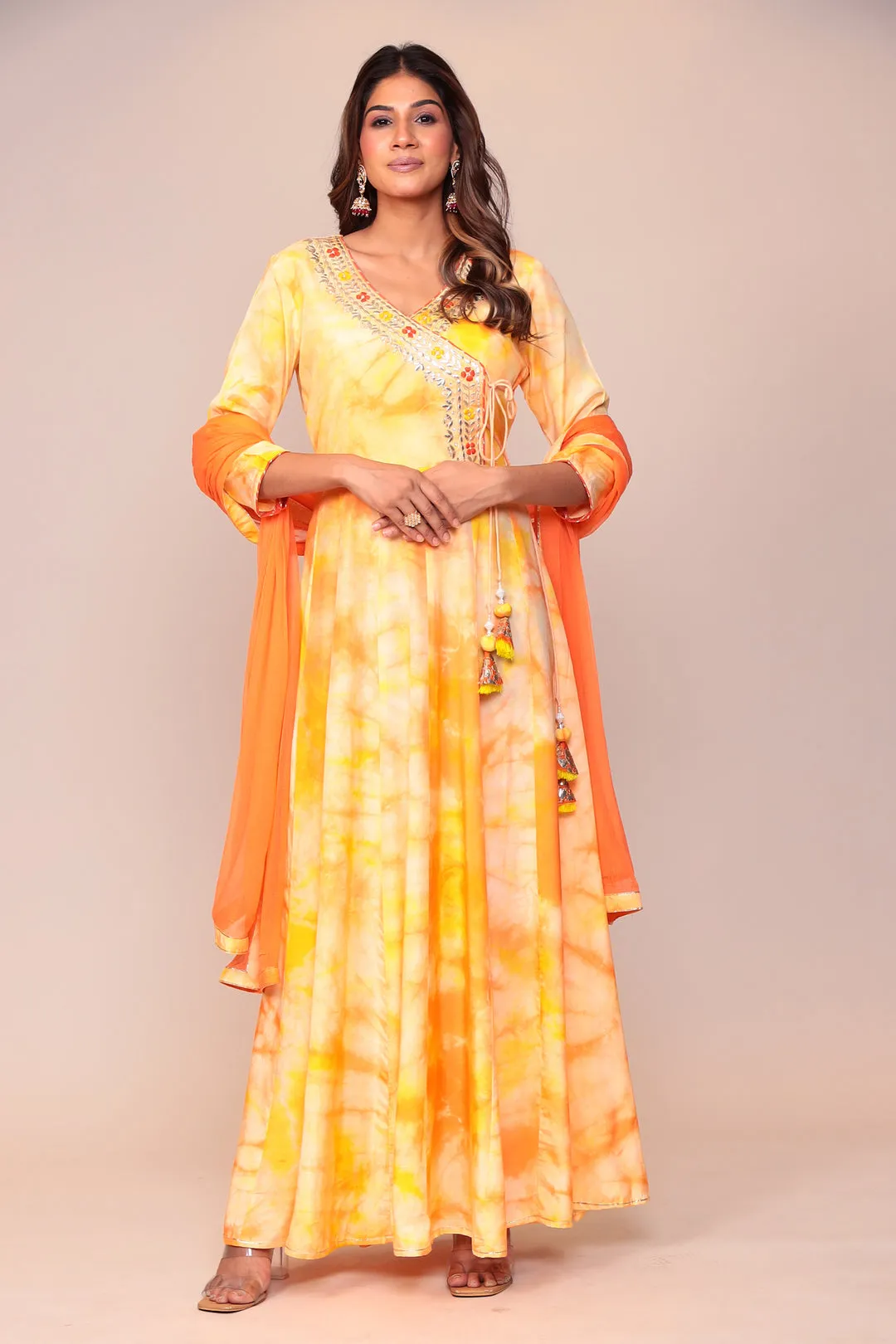  Peplum kurta sharara Bandhej suit