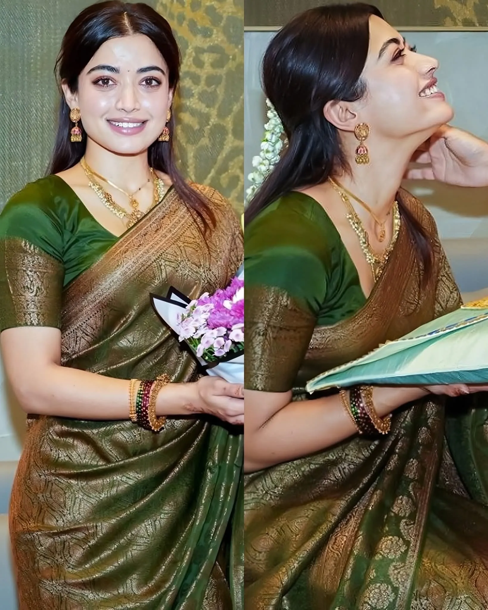 Rashmika Mandanna Green Saree Looks( Source: Social Media)