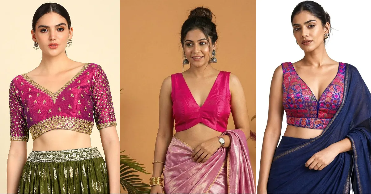 V-Neck Saree Blouse Designs( Source: Social Media)