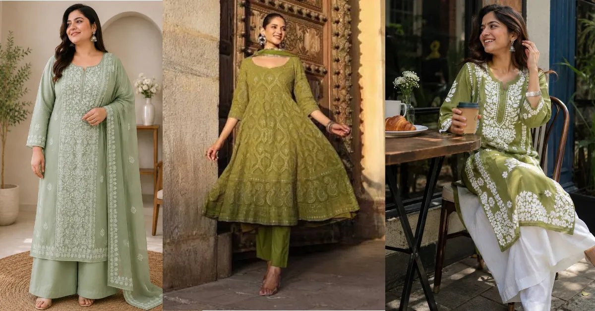 Chikankari Suit Designs For Hariyali Teej