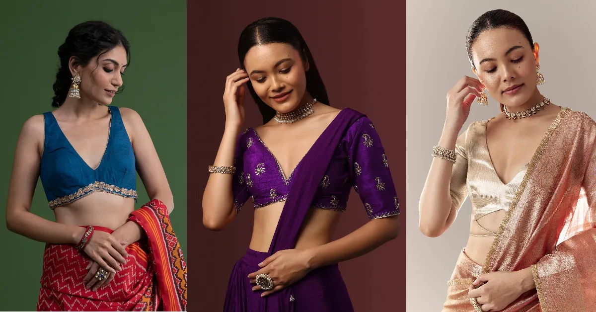 V-Neck Saree Blouse Designs( Source: Social Media)