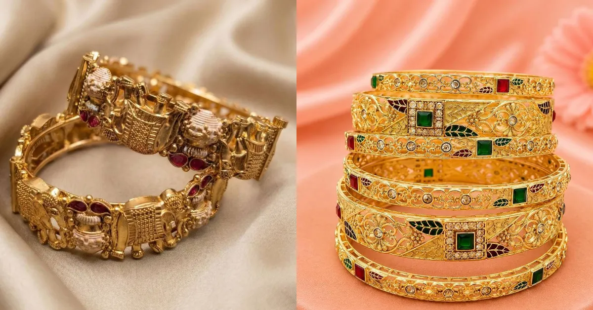Gold Kashmiri Bangles for Hariyali Teej