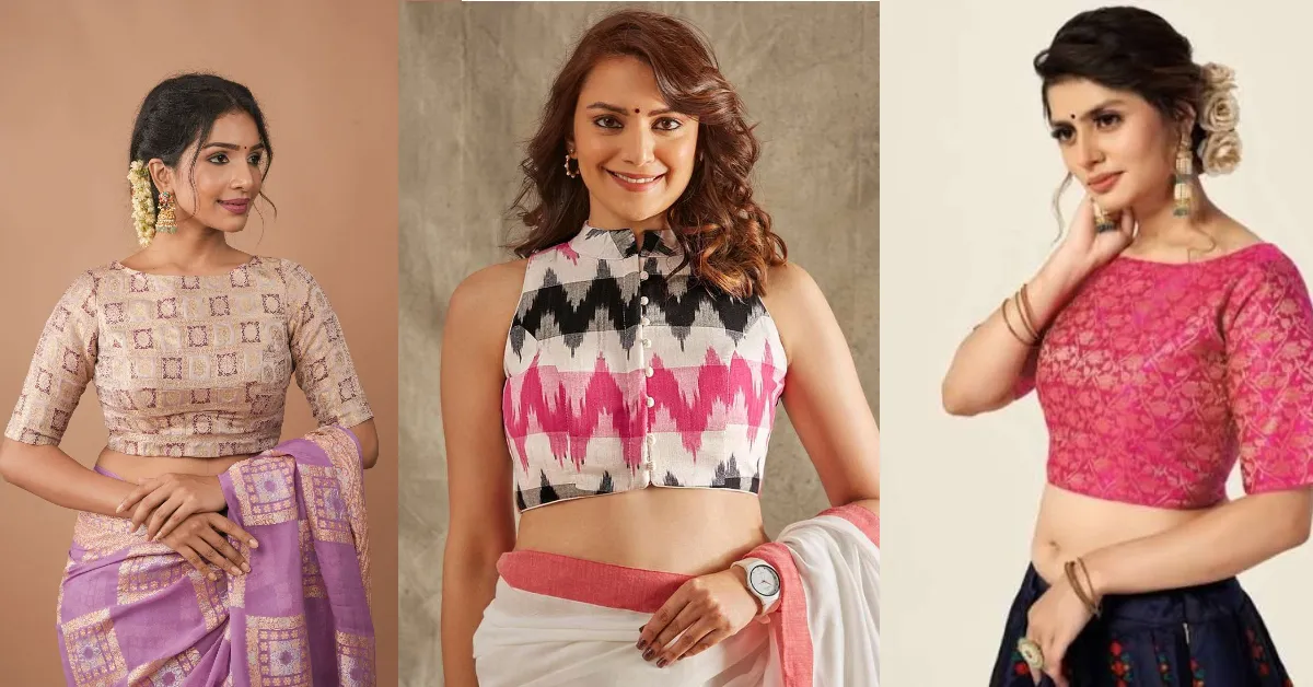 silk saree blouse back designs